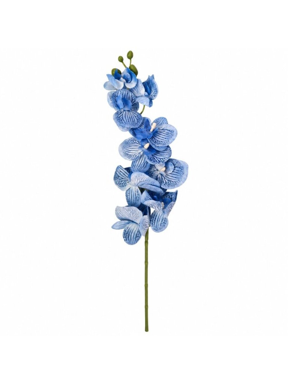 Blue Phalaenopsis Orchid Stem, 28 Inch Artificial Silk Flower with Navy Veining